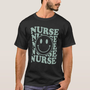 Retro Nurse Nurse Happy Face Preppy Ästhetik Tre T-Shirt