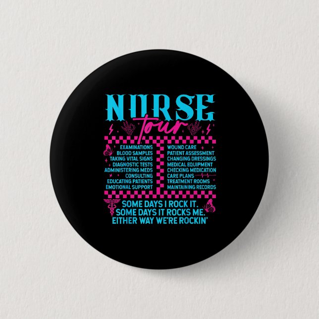 Retro Nurse Nurse Week Men Women Nurse  Button (Vorderseite)