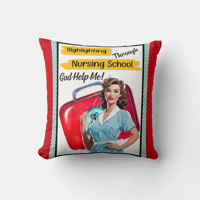 Retro Nurse Pinup_ Krankenpflege Kissen (Vorderseite)
