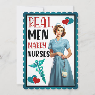 Retro Nurse Pinup_ Real Men heiraten Krankenschwes Dankeskarte