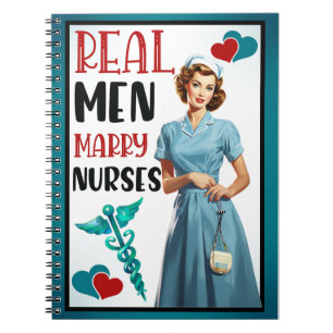 Retro Nurse Pinup_ Real Men heiraten Krankenschwes Notizblock