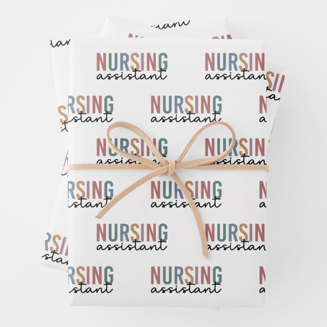 Retro Nursing Assistant CNA Pflegeassistent Geschenkpapier Set (Beispiel)