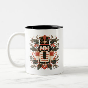 Retro-Nussknacker mit Zuckerstangen und Grünzeug Zweifarbige Tasse