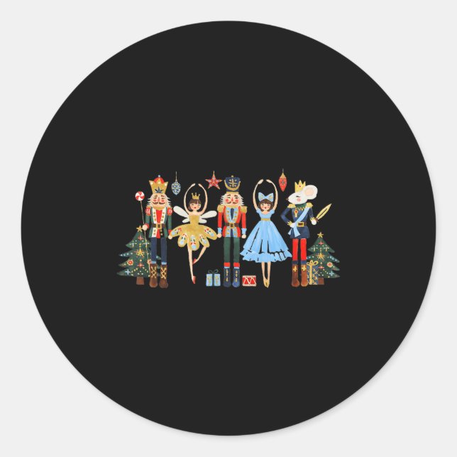 Retro Nutcracker Ballet Christmas Tree Shirts For  Runder Aufkleber (Vorderseite)