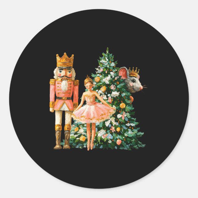 Retro Nutcracker Ballet Nk Christmas Xmas Vibes Wo Runder Aufkleber (Vorderseite)