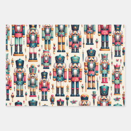 Retro Nutcracker Weihnachtswrapping Paper Geschenkpapier Set