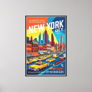 Retro NYC 1960s Hoverlay Travel Art Leinwanddruck