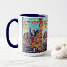 Retro NYC Reisen Kunst | Lebhaftes Skyline Design