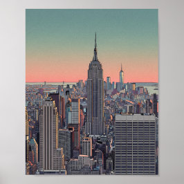 Retro NYC Skyline Poster