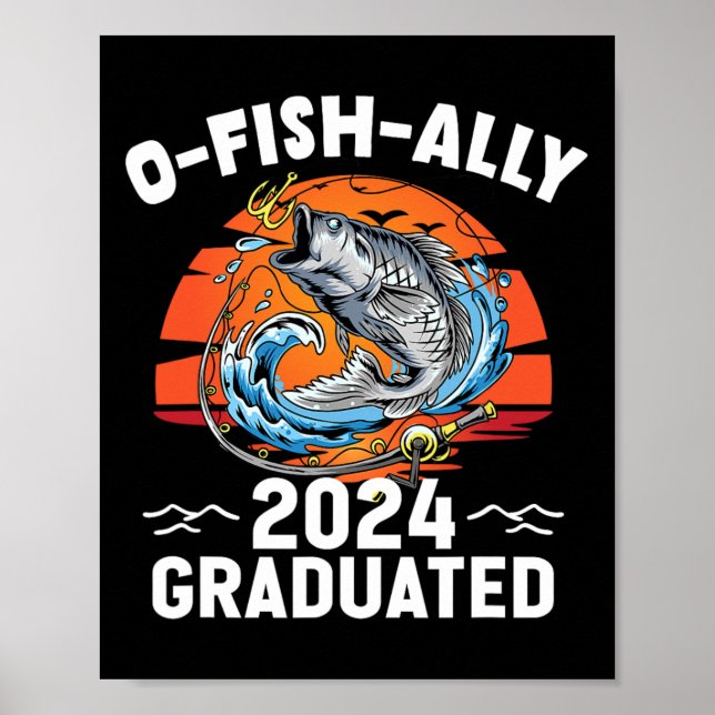Retro O-fish-ally 2024 Abitur Senior Abschluss Poster (Vorne)