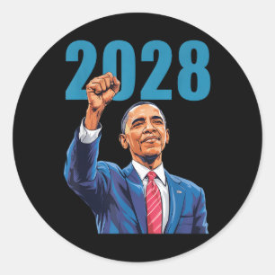 Retro Obama 2028 Lustig Politisch Patriotisch Wähl Runder Aufkleber