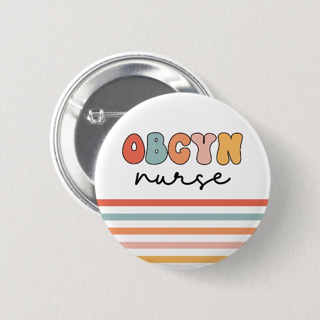 Retro OBGYN Nurse Button (Vorne & Hinten)