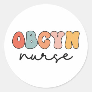 Retro OBGYN Nurse Runder Aufkleber