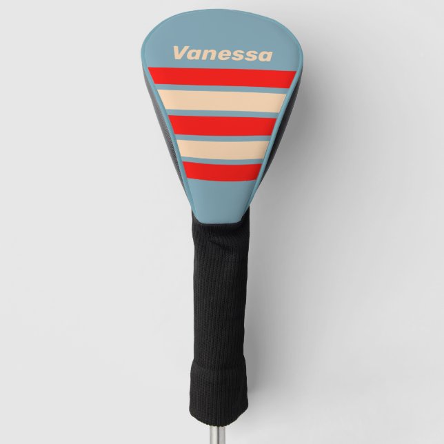 Retro Ocean Horizon Across Striping with Name Golf Headcover (Vorderseite)