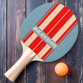 Retro Ocean Horizon Board Streifen mit Namen Tischtennis Schläger
