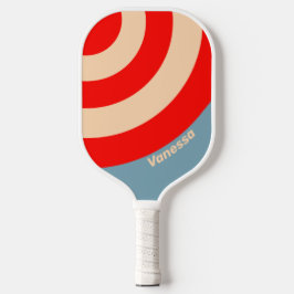 Retro Ocean Horizon Circle Streifen mit Namen Pickleball Schläger
