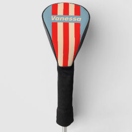 Retro Ocean Horizon Pin Stripes with Name Golf Headcover