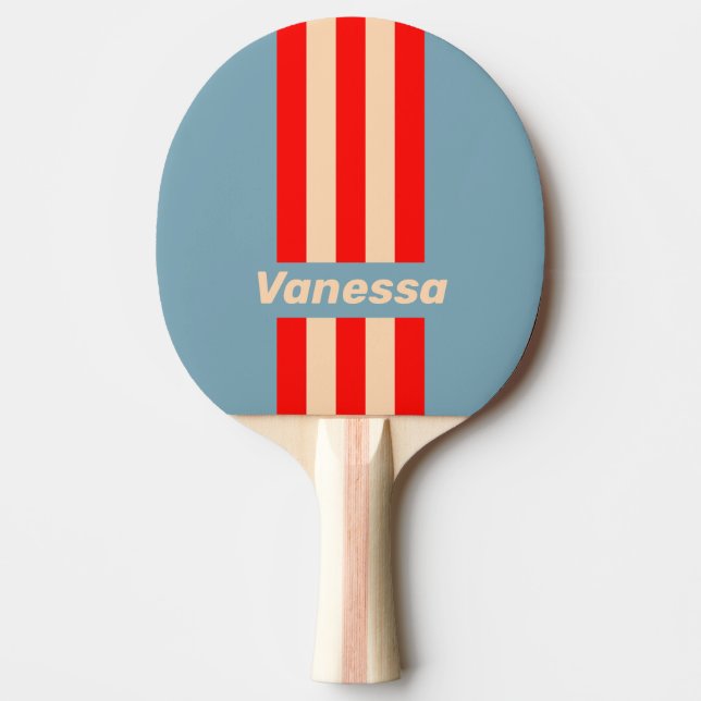 Retro Ocean Horizon Pin Stripes with Name Tischtennis Schläger (Vorderseite)