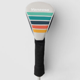 Retro Ocean Rainbow Across Striping with Name Golf Headcover