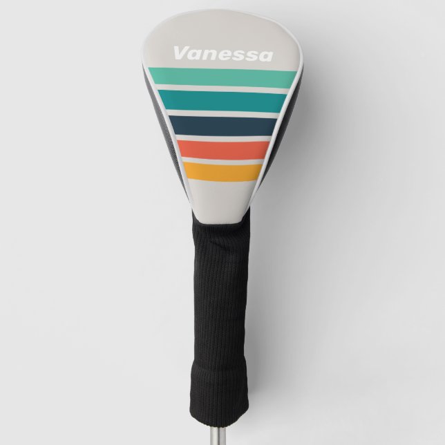 Retro Ocean Rainbow Across Striping with Name Golf Headcover (Vorderseite)