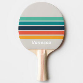 Retro Ocean Rainbow Across Striping with Name Tischtennis Schläger