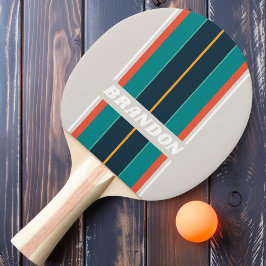 Retro Ocean Rainbow Board Streifen mit Namen Tischtennis Schläger