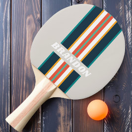 Retro Ocean Rainbow Kundgebung Streifen mit Namen Tischtennis Schläger