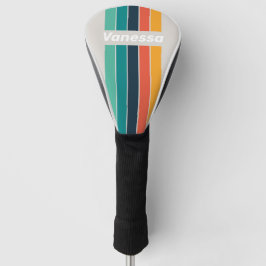 Retro Ocean Rainbow Pin Striped with Name Golf Headcover