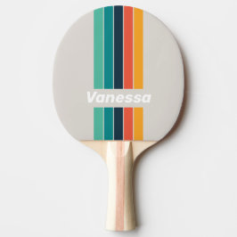 Retro Ocean Rainbow Pin Striped with Name Tischtennis Schläger
