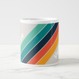Retro Ocean Rainbow Striped with Name Jumbo-Tasse