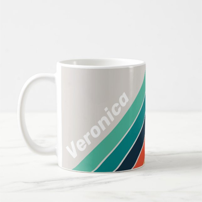 Retro Ocean Rainbow Striped with Name Kaffeetasse (Links)
