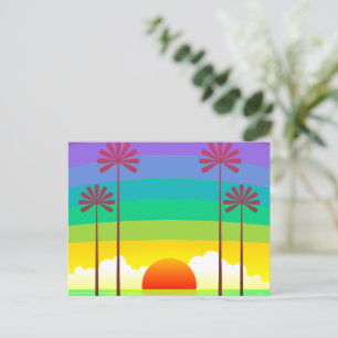 Retro Ocean Sunrise Vintage Postkarte