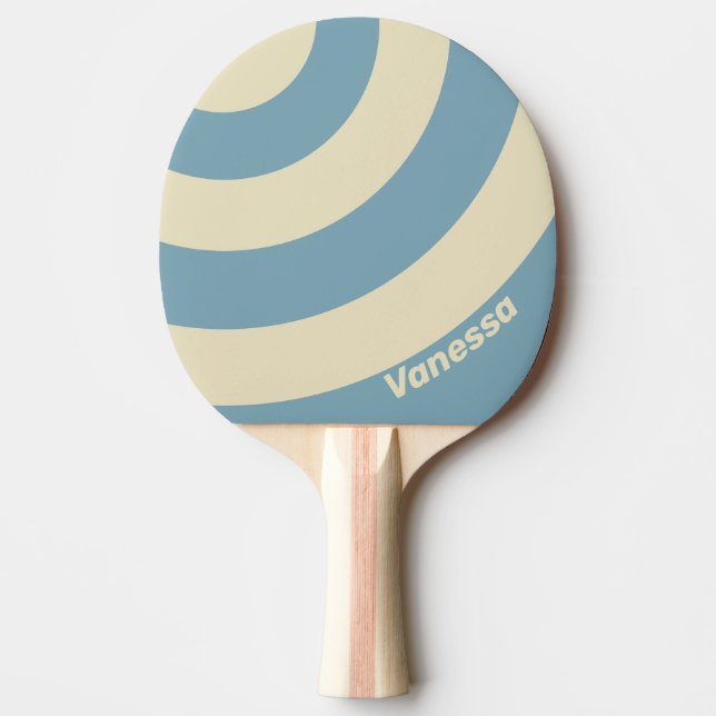 Retro Ocean Three Circle Stripe with Name Tischtennis Schläger (Vorderseite)