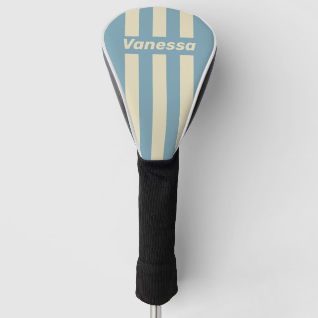 Retro Ocean Three Pin Stripes with Name Golf Headcover (Vorderseite)