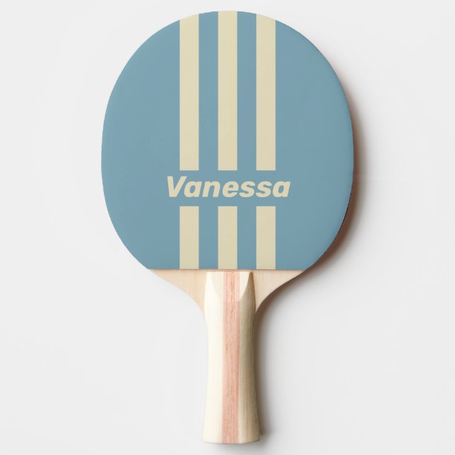 Retro Ocean Three Pin Stripes with Name Tischtennis Schläger (Vorderseite)