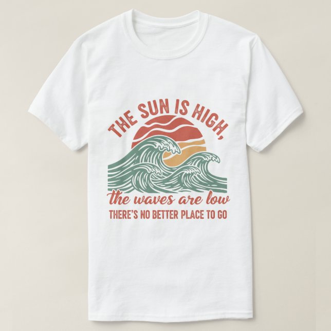 Retro Ocean Waves Sunset Graphic T-Shirt (Design vorne)