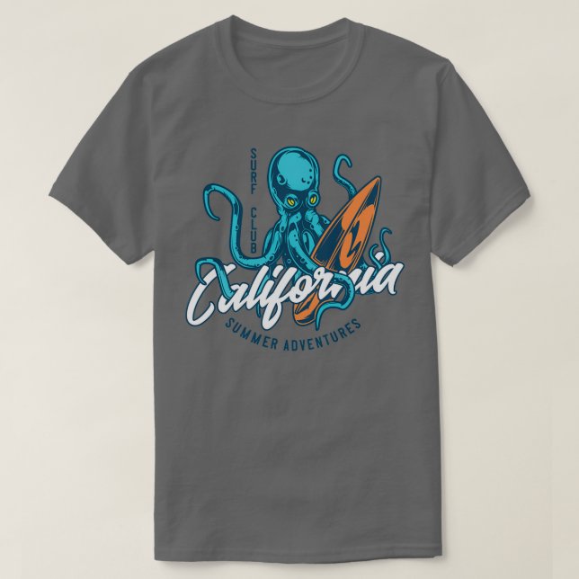 Retro Octopus Surfer T-Shirt (Design vorne)