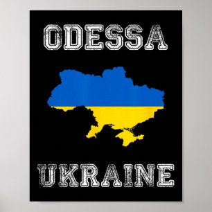 Retro Odessa Ukraine abgenutzte Ukraine-Flagge Poster