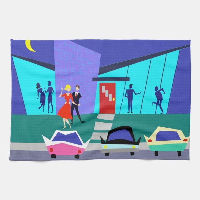 Retro offenes Haus-Party-Küchen-Tuch Geschirrtuch (Horizontal)