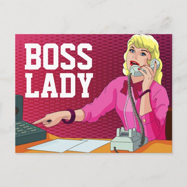 RETRO OFFICE BOSS LADY POSTCARD POSTKARTE (Vorderseite)