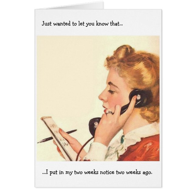 Retro Office - Zwei Wochen Mitteilung, (Vorne)