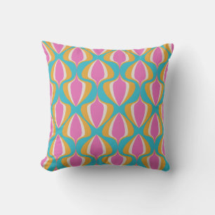 Retro Ogee Blau Orange Pink Kissen