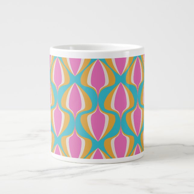 Retro Ogee  Blue Orange Pink Jumbo-Tasse (Vorderseite)
