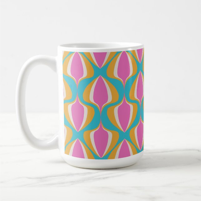 Retro Ogee  Blue Orange Pink Kaffeetasse (Links)