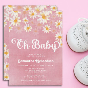 Retro Oh Baby Daisy Baby Shower Einladung