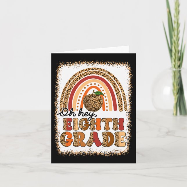 Retro Oh Hey Achte Grade Boho Rainbow Erster Tag O Karte (Vorderseite)