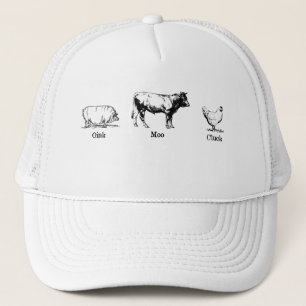 Retro Oink Moo Cluck Pig Kuh Hühnchen Truckerkappe