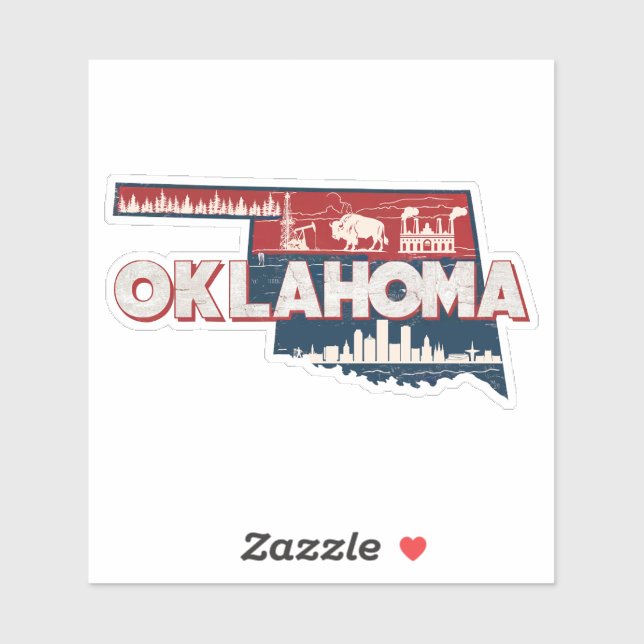 Retro Oklahoma Staat Aufkleber (Blatt)