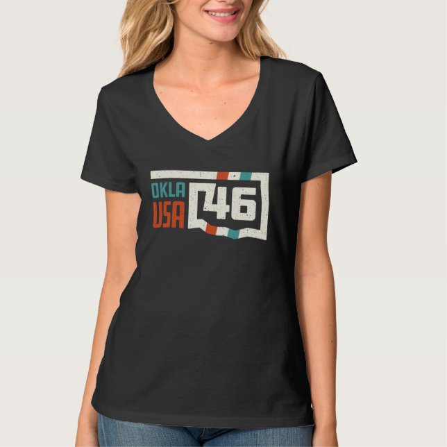 Retro Oklahoma State Map Okla USA 46th State Vinta T-Shirt (Vorderseite)