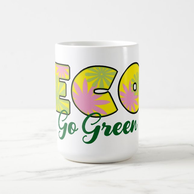 Retro-Öko-Design Go Green Kaffeetasse (Mittel)